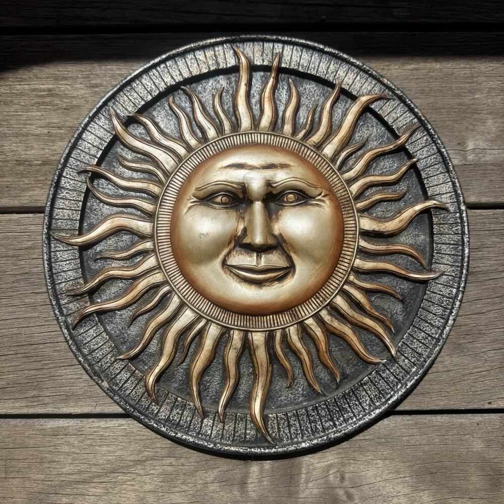 Celestial Sun Face Plaque 11 1/4" Raised Image Whimsygoth Heavy